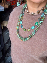 Load image into Gallery viewer, 28.5-Inch Faceted Freeform Turquoise Necklace with Sterling Accents – Handmade Statement Piece