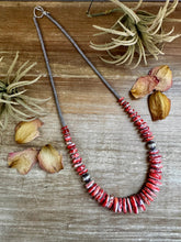 Load image into Gallery viewer, Red-Orange Spiny Oyster Graduated Necklace – 23"