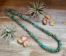 Load image into Gallery viewer, 28.5-Inch Faceted Freeform Turquoise Necklace with Sterling Accents – Handmade Statement Piece