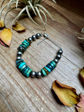 Load image into Gallery viewer, Turquoise Heishi & Sterling Silver Bracelet – 6.5 Inch + Extender – 8 mm Pearls