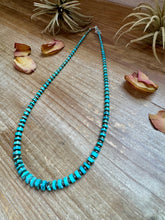 Load image into Gallery viewer, 20.5-Inch Graduated Turquoise Disk Necklace with Sterling Pearls