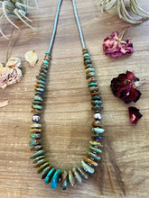 Load image into Gallery viewer, 22 inch graduated turquoise necklace with Sterling silver pearls