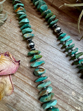 Load image into Gallery viewer, 28.5-Inch Faceted Freeform Turquoise Necklace with Sterling Accents – Handmade Statement Piece
