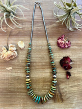 Load image into Gallery viewer, 22 inch graduated turquoise necklace with Sterling silver pearls

