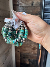 Load image into Gallery viewer, Turquoise Heishi &amp; Sterling Silver Bracelet – 6.5 Inch + Extender – 8 mm Pearls
