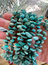 Load image into Gallery viewer, 22 inch long real turquoise and shell teardrop shape blue side
