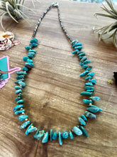 Load image into Gallery viewer, 22 inch long real turquoise and shell teardrop shape blue side
